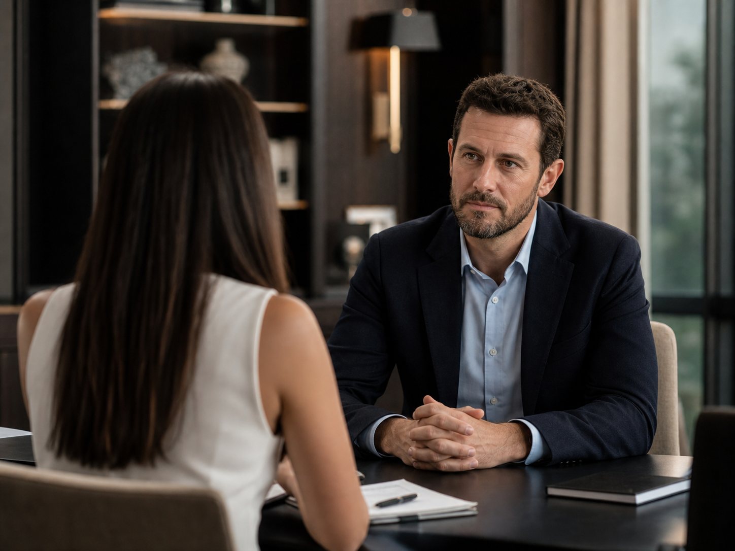 Échange confidentiel en bureau fermé